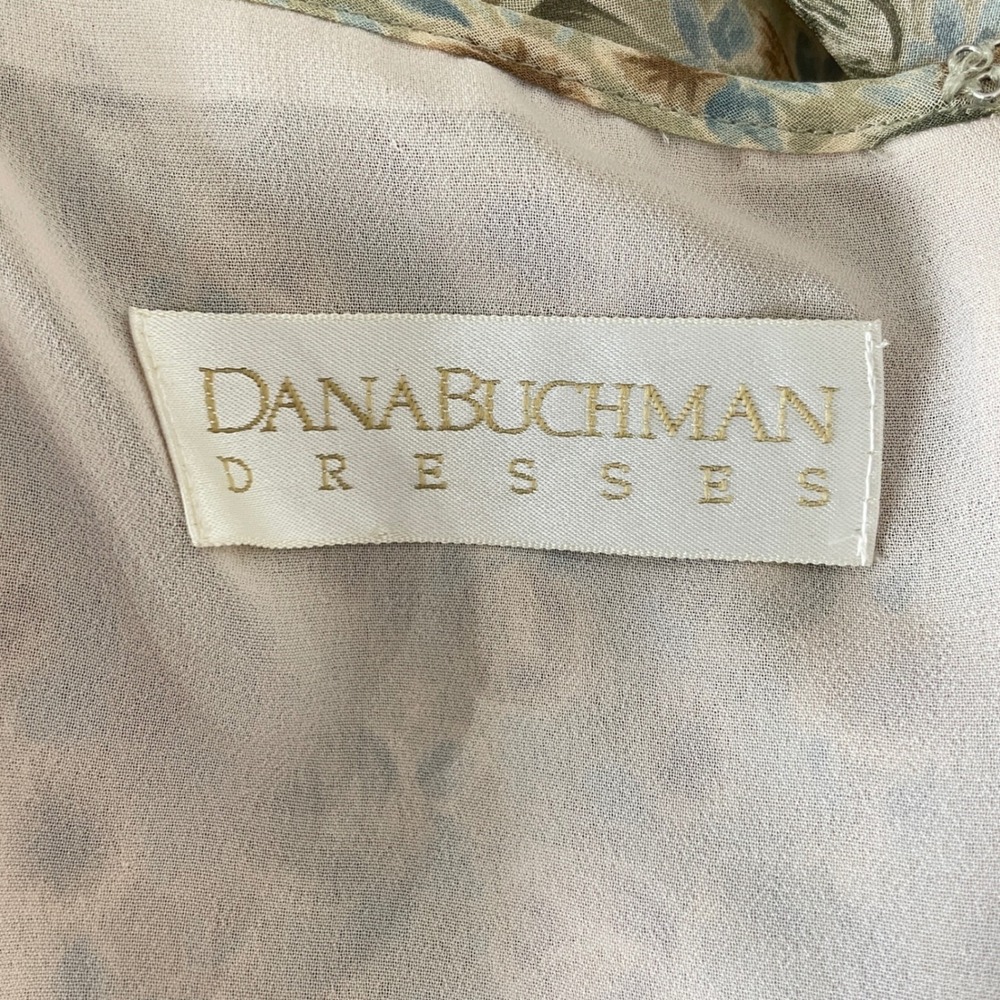Vintage Dana Buchman 100% Silk Ditsy Floral Tie Waist Dress 8 Cottagecore Earthy - Picture 4 of 9